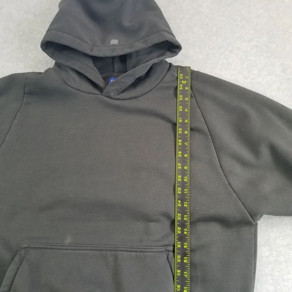 Yeezy Gap Hoodie Mens Medium Black Shrunken Kanye West Cropped Pullover YZY SU22